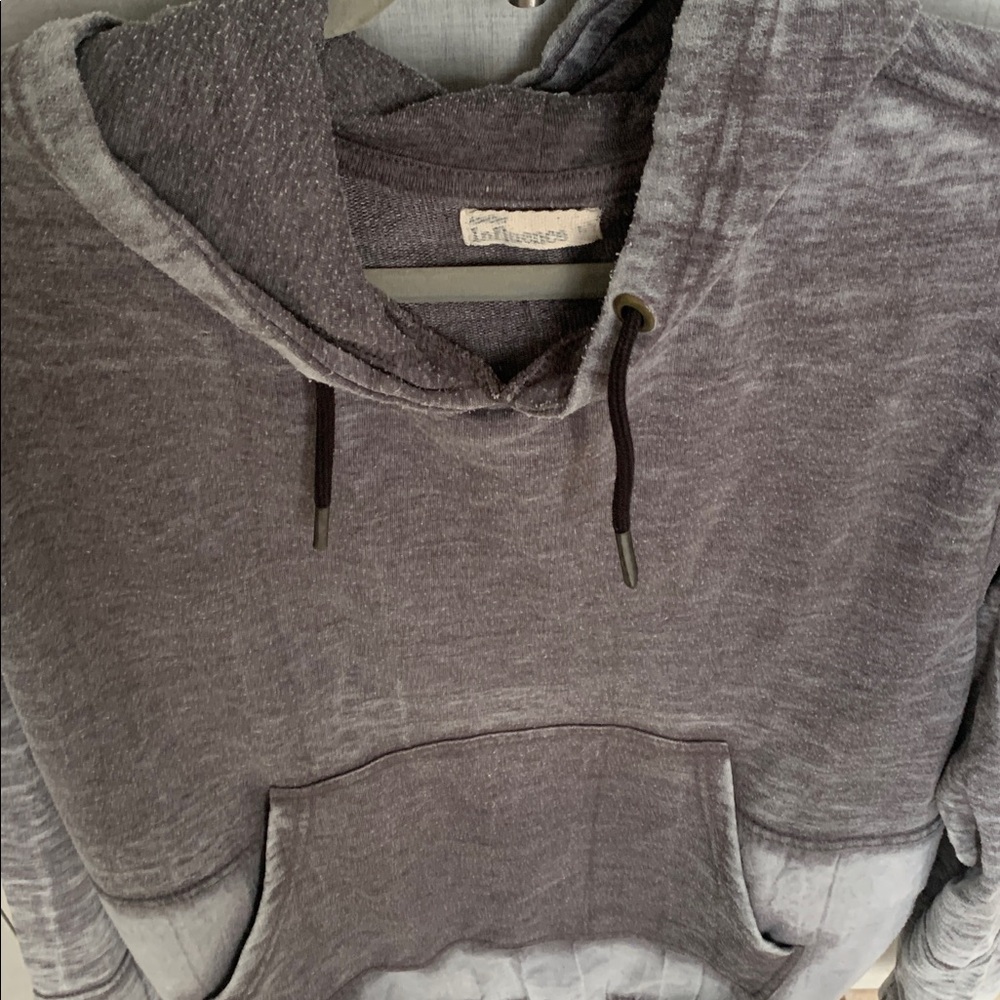 Grey hoodie kangaroo pocket ombré long sleeve influence large sweatshirt mens - Picture 6 of 7